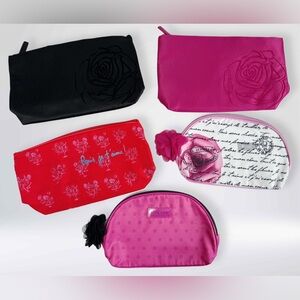 Lancome Pink and Red Cosmetic Bags Set